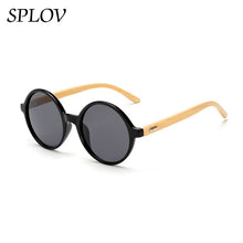 Load image into Gallery viewer, Natural bamboo Leg Sunglasses Men Women Retro Round Wooden Sun Glasses Coating Steampunk Shades Male Female Eyewear