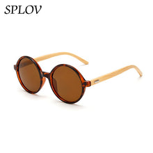 Load image into Gallery viewer, Natural bamboo Leg Sunglasses Men Women Retro Round Wooden Sun Glasses Coating Steampunk Shades Male Female Eyewear