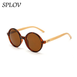Natural bamboo Leg Sunglasses Men Women Retro Round Wooden Sun Glasses Coating Steampunk Shades Male Female Eyewear
