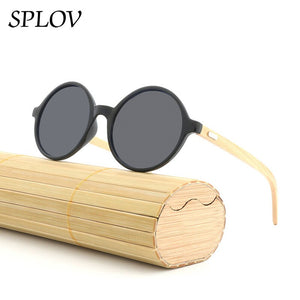 Natural bamboo Leg Sunglasses Men Women Retro Round Wooden Sun Glasses Coating Steampunk Shades Male Female Eyewear