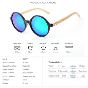 Natural bamboo Leg Sunglasses Men Women Retro Round Wooden Sun Glasses Coating Steampunk Shades Male Female Eyewear