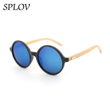Load image into Gallery viewer, Natural bamboo Leg Sunglasses Men Women Retro Round Wooden Sun Glasses Coating Steampunk Shades Male Female Eyewear