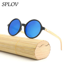 Load image into Gallery viewer, Natural bamboo Leg Sunglasses Men Women Retro Round Wooden Sun Glasses Coating Steampunk Shades Male Female Eyewear