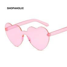 Load image into Gallery viewer, One Piece Love Heart Lens Sunglasses Women Transparent Plastic Glasses Style Sun Glasses Female Clear Candy Color Lady