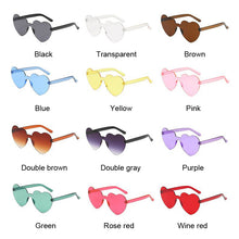 Load image into Gallery viewer, One Piece Love Heart Lens Sunglasses Women Transparent Plastic Glasses Style Sun Glasses Female Clear Candy Color Lady