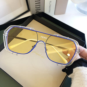 One Piece Yellow Sunglasses 2023 High Steampunk Sunglasses Clear Lens Sun Glasses Men Anti Blue Light Glasses