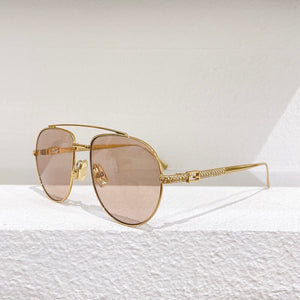 Oval Gold Metal Big Frame Pink Brown Gray Lens Women's Sunglasses FF0446  male Glasses Anti-UV400