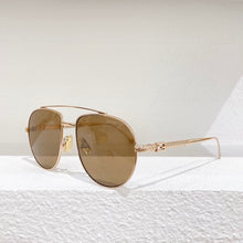 Load image into Gallery viewer, Oval Gold Metal Big Frame Pink Brown Gray Lens Women&#39;s Sunglasses FF0446  male Glasses Anti-UV400