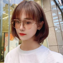 Load image into Gallery viewer, Oval Gold Metal Big Frame Pink Brown Gray Lens Women&#39;s Sunglasses FF0446  male Glasses Anti-UV400