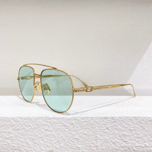 Oval Gold Metal Big Frame Pink Brown Gray Lens Women's Sunglasses FF0446  male Glasses Anti-UV400