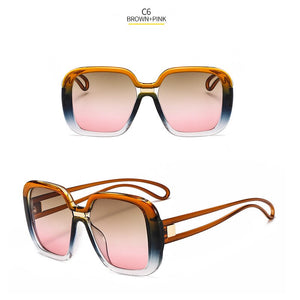 Oversize Square Sunglasses Women Brand Gradient Colorful UV400 Goggles Eyewear Frame Ladies Shades