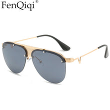 Load image into Gallery viewer, Oversized Frame Metal Pilot Glasses Gradient Half Frame Design Trendy Beach Sunglasses Sunglasses For Men