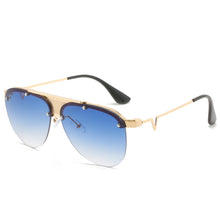 Load image into Gallery viewer, Oversized Frame Metal Pilot Glasses Gradient Half Frame Design Trendy Beach Sunglasses Sunglasses For Men