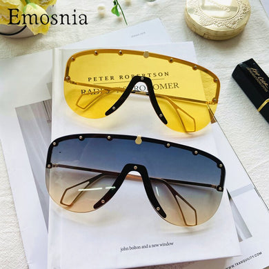 Oversized Gradient One Piece Sunglasses Men Women 2023 Metal Shades  Brand Designer Personality Eyewear UV400