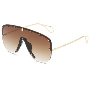 Oversized Gradient One Piece Sunglasses Men Women 2023 Metal Shades  Brand Designer Personality Eyewear UV400