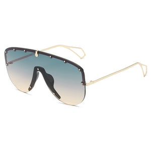 Oversized Gradient One Piece Sunglasses Men Women 2023 Metal Shades  Brand Designer Personality Eyewear UV400