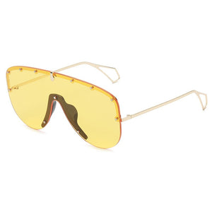 Oversized Gradient One Piece Sunglasses Men Women 2023 Metal Shades  Brand Designer Personality Eyewear UV400