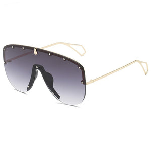 Oversized Gradient One Piece Sunglasses Men Women 2023 Metal Shades  Brand Designer Personality Eyewear UV400