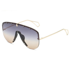Oversized Gradient One Piece Sunglasses Men Women 2023 Metal Shades  Brand Designer Personality Eyewear UV400