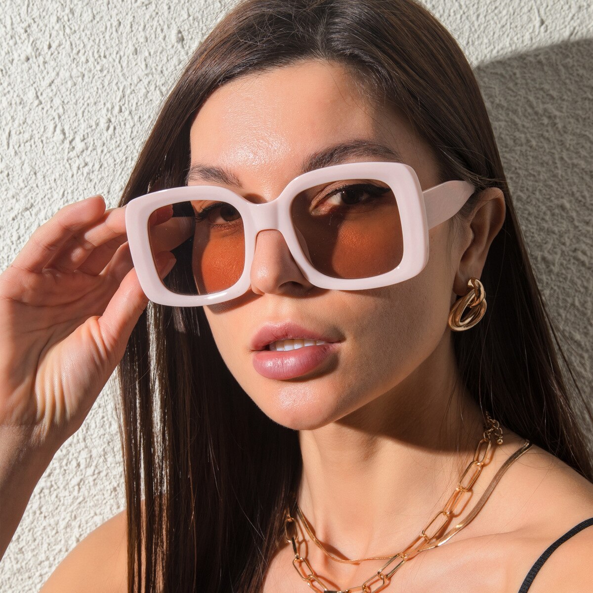 Oversized Square Sunglasses Women Vintage Designer Sun Glasses