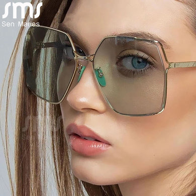 Oversized Square Sunglasses Women Steampunk Metal Frames Vintage Sun Glasses Female Goggle Shades UV400