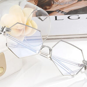 New Pattern Hexagon Glasses Personality Palm Spectacle Frame Pearl Nose Support Men And Women Plain Glass Mirror Fund