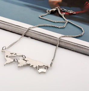 New Personality Bijoux Fashion Gold World Map Combination Pendant Necklace For Women Fine Jewelry Collier Femme