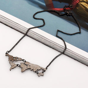 New Personality Bijoux Fashion Gold World Map Combination Pendant Necklace For Women Fine Jewelry Collier Femme
