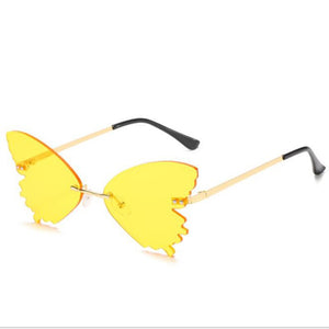 Personality Butterfly Shape Sunglasses Woman Colorful Ocean Rimless Sun glasses European And American Ins Wind Glasses
