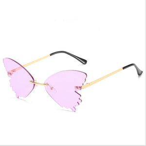Personality Butterfly Shape Sunglasses Woman Colorful Ocean Rimless Sun glasses European And American Ins Wind Glasses