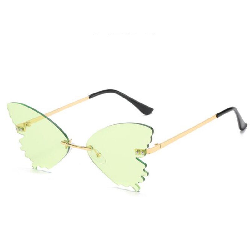 Personality Butterfly Shape Sunglasses Woman Colorful Ocean Rimless Sun glasses European And American Ins Wind Glasses