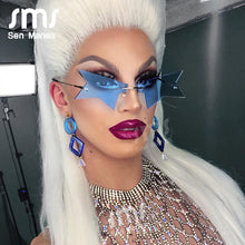 Load image into Gallery viewer, Personality Half Frame Star Sunglasses Women  Rimless Sun Glasses Polygonal Black Punk Eyeglasses Female Shades