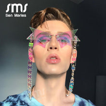 Load image into Gallery viewer, Personality Half Frame Star Sunglasses Women  Rimless Sun Glasses Polygonal Black Punk Eyeglasses Female Shades