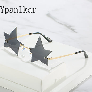 Personality Star Sunglasses Women Rimless Glasses Retro Sunglass Men Ocean Lens Eyewear UV400 Sun Glass Black Mirror Shades