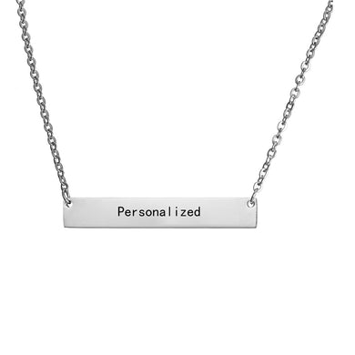 New Personalized Blank Bar Pendant Necklace 3 Colors Stainless Steel Custom Name Plate Necklace Can Engrave Word Letters Jewelry
