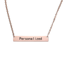 Load image into Gallery viewer, New Personalized Blank Bar Pendant Necklace 3 Colors Stainless Steel Custom Name Plate Necklace Can Engrave Word Letters Jewelry