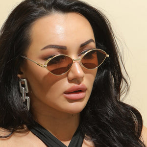 Personalized Oval Sunglasses Ladies Diamond-shaped Threaded Leg Sun glasses Women's Vintage Glasses