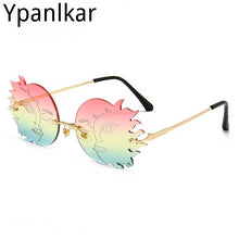 Load image into Gallery viewer, Personalized Frameless Sunglasses Street Photo Funny Polygon Moon Smiling Face Women&#39;s Sunglasses