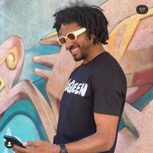 Load image into Gallery viewer, Pink White Black Oval Mini Small Frame  Women&#39;s Sunglasses Graffiti Oval Men&#39;s Glasses
