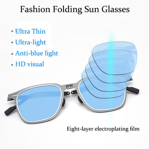 Portable Folding Polarized Sun glasses Men Anti-blue light Ultra-light Retro Outdoor Sunglasses High-end Coated UV400 Glasse