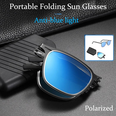 Portable Folding Polarized Sun glasses Men Anti-blue light Ultra-light Retro Outdoor Sunglasses High-end Coated UV400 Glasse