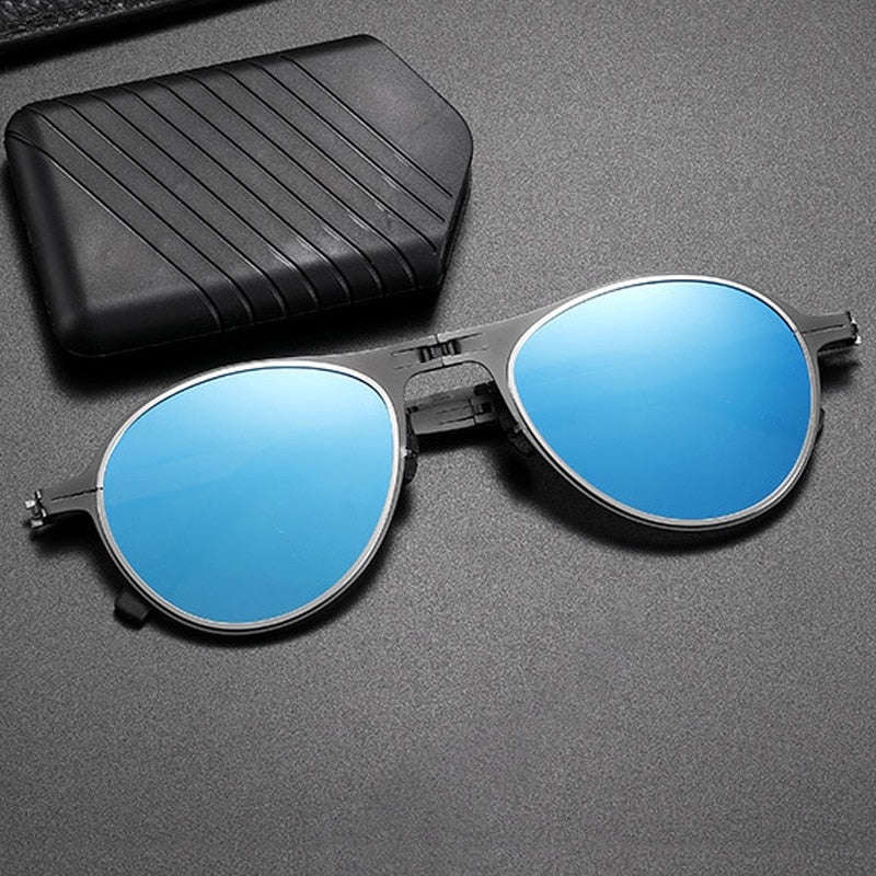 Portable Folding Polarized Sun glasses Men Anti-blue light Ultra-light Retro Outdoor Sunglasses High-end Coated UV400 Glasse
