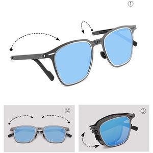 Portable Folding Polarized Sun glasses Men Anti-blue light Ultra-light Retro Outdoor Sunglasses High-end Coated UV400 Glasse