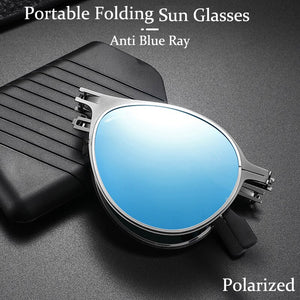 Portable Folding Polarized Sun glasses Men Anti-blue light Ultra-light Retro Outdoor Sunglasses High-end Coated UV400 Glasse