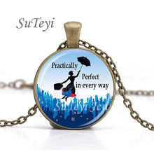 Load image into Gallery viewer, New Practically Perfect In Every D Necklace Glass Picture Jewelry Silver Ball Chains Necklaces Mary Poppins Crystal Pendant