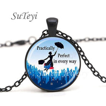 Load image into Gallery viewer, New Practically Perfect In Every D Necklace Glass Picture Jewelry Silver Ball Chains Necklaces Mary Poppins Crystal Pendant