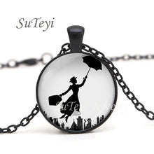 Load image into Gallery viewer, New Practically Perfect In Every D Necklace Glass Picture Jewelry Silver Ball Chains Necklaces Mary Poppins Crystal Pendant