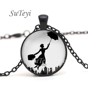 New Practically Perfect In Every D Necklace Glass Picture Jewelry Silver Ball Chains Necklaces Mary Poppins Crystal Pendant