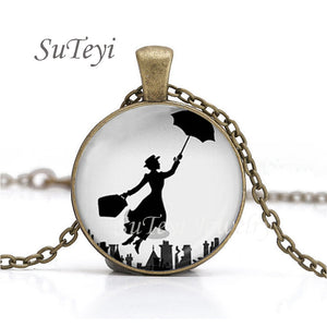 New Practically Perfect In Every D Necklace Glass Picture Jewelry Silver Ball Chains Necklaces Mary Poppins Crystal Pendant