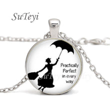 Load image into Gallery viewer, New Practically Perfect In Every D Necklace Glass Picture Jewelry Silver Ball Chains Necklaces Mary Poppins Crystal Pendant